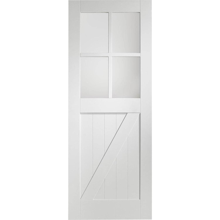 Internal White Primed Cottage with Clear Glass - White Primed, 1981 x 686 x 35 mm