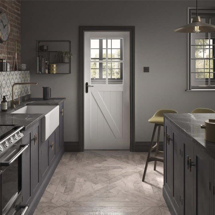 Internal White Primed Half-Glazed Cottage Door with Clear Glass - 1981 x 686 x 35mm - Charlbury - XL Joinery