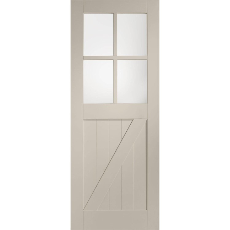 Internal White Primed Cottage with Clear Glass - White Primed, 1981 x 686 x 35 mm