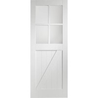 Internal White Primed Cottage with Clear Glass - White Primed, 1981 x 838 x 35 mm