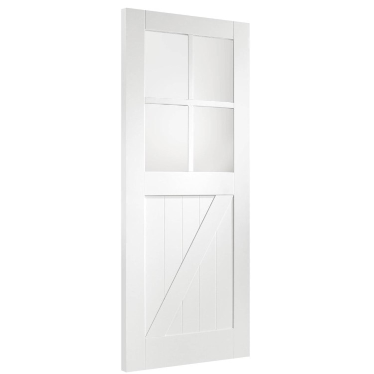 Internal White Primed Cottage with Clear Glass - White Primed, 1981 x 838 x 35 mm