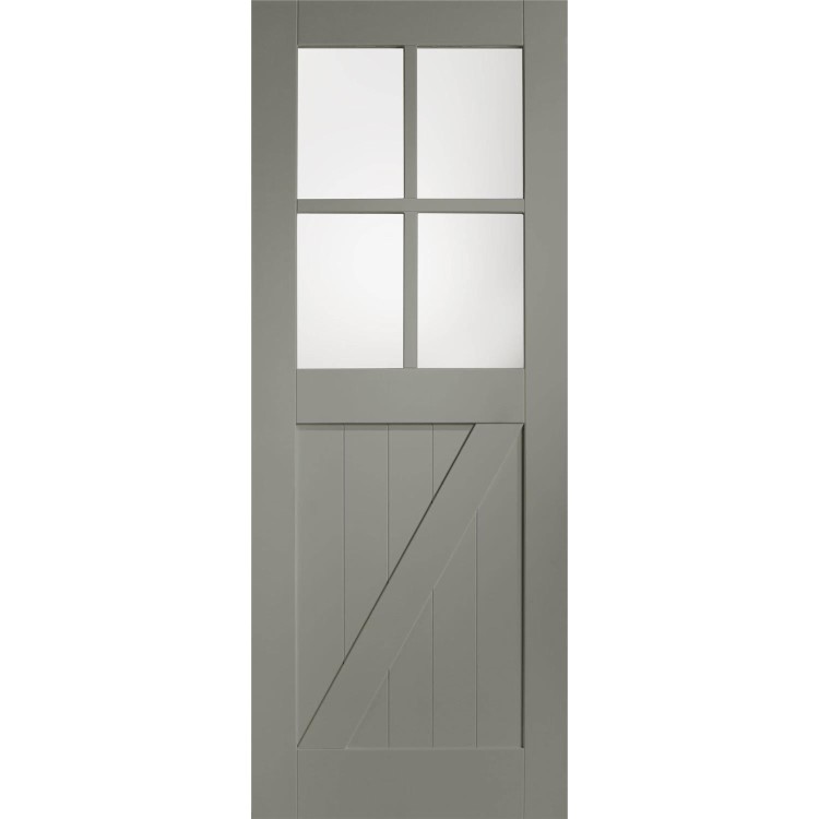 Internal White Primed Cottage with Clear Glass - White Primed, 1981 x 838 x 35 mm