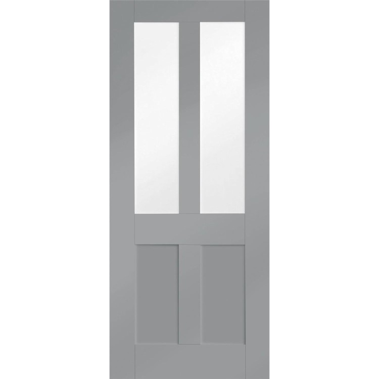 Internal White Primed Malton Shaker with Clear Flat Glass - White Primed, 2040 x 826 x 40 mm