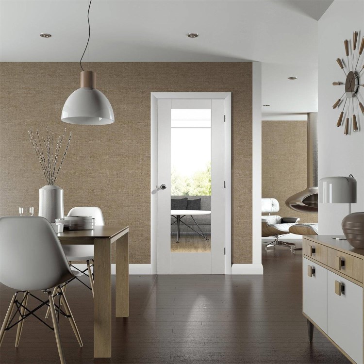 Internal White Primed Fully-Glazed Door with Clear Glass - 1981 x 686 x 35mm - Pattern 10 - XL Joinery