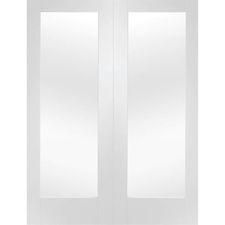 Internal White Primed Fully-Glazed French Doors with Clear Glass - 1981 x 1168 x 40mm - Pattern 10 - XL Joinery