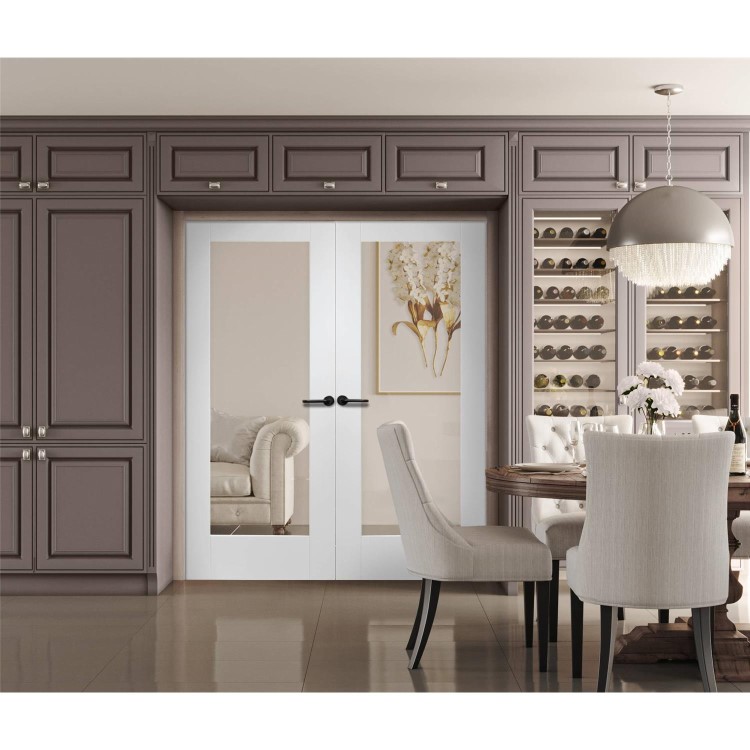 Internal White Primed Fully-Glazed French Doors with Clear Glass - 1981 x 1168 x 40mm - Pattern 10 - XL Joinery