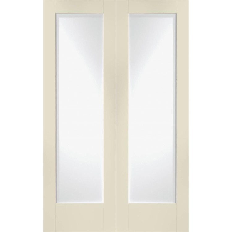 Pattern 10 Pair with Clear Glass - White Primed, 1981 x 1372 x 40 mm