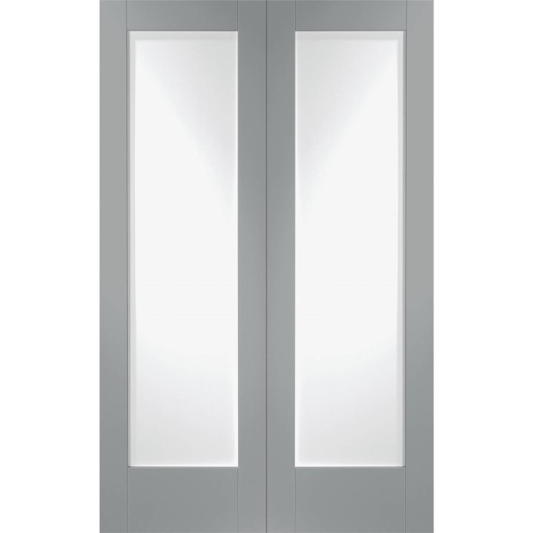 Pattern 10 Pair with Clear Glass - White Primed, 1981 x 1372 x 40 mm
