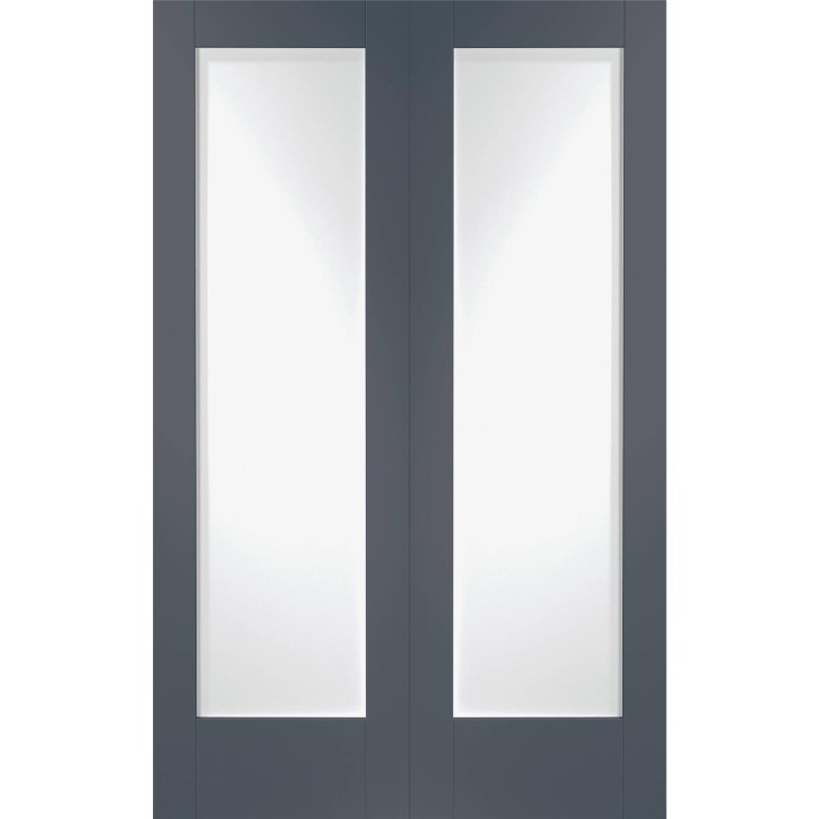 Pattern 10 Pair with Clear Glass - White Primed, 2040 x 826 x 40 mm