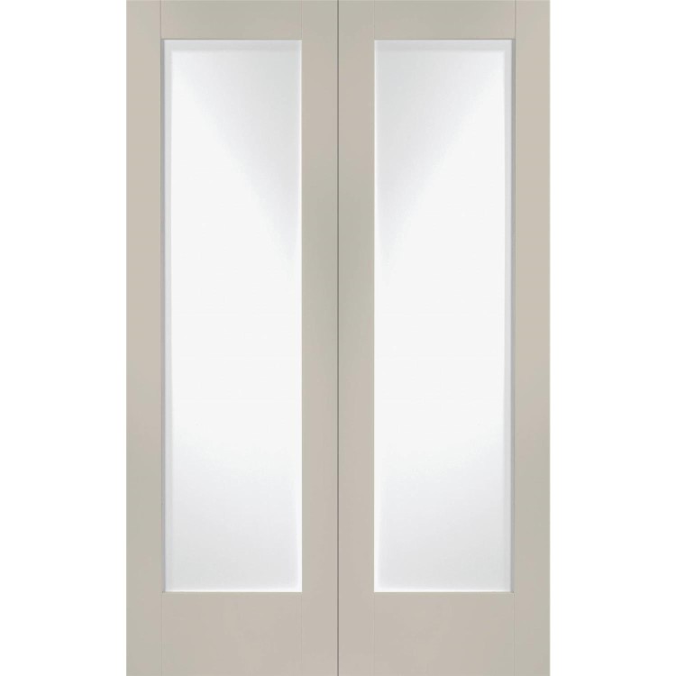 Pattern 10 Pair with Clear Glass - White Primed, 2040 x 826 x 40 mm