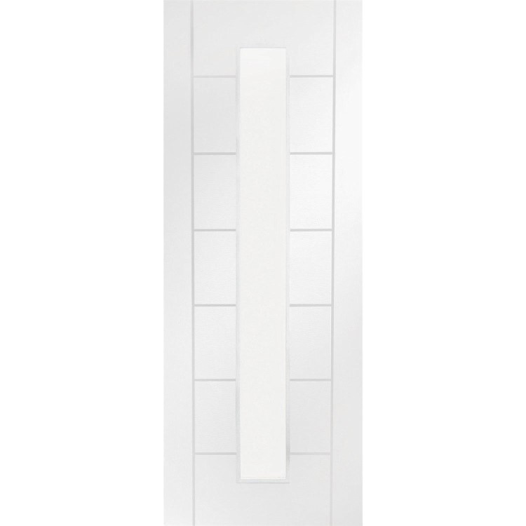 Internal White Primed Glazed 1-Light FD30 Fire Door with Clear Glass - 1981 x 686 x 44mm - Palermo - XL Joinery