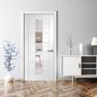 Internal White Primed Palermo 1L with Clear Glass Fire Door - White Primed, 1981 x 838 x 44 mm
