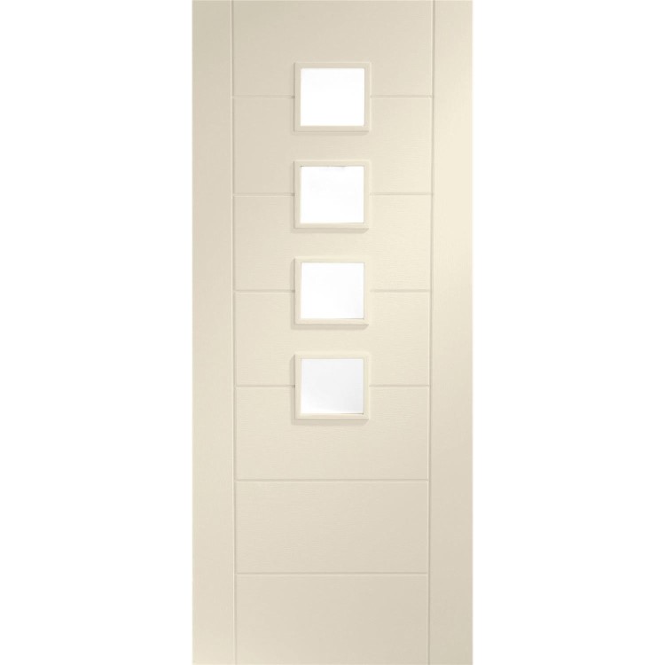 Internal White Primed Glazed 4-Light Door with Opaque Glass - 1981 x 762 x 35mm - Palermo - XL Joinery