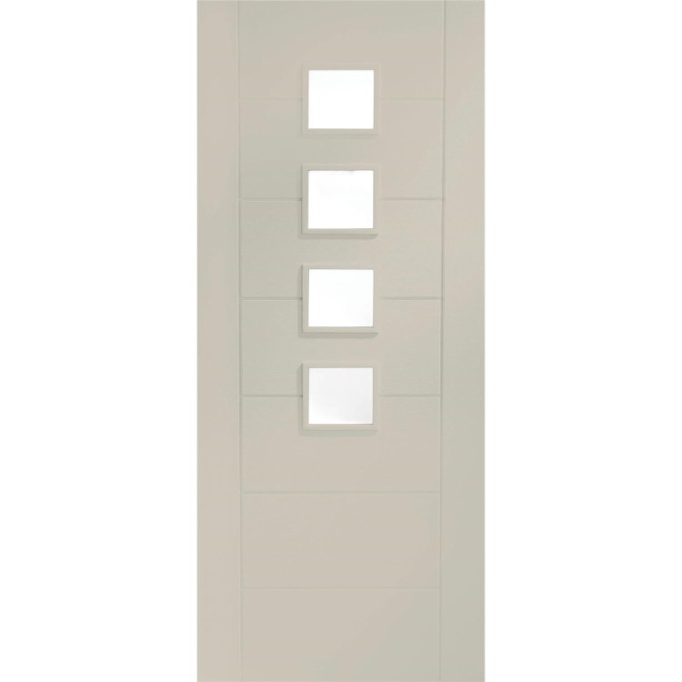 Internal White Primed Glazed 4-Light Door with Opaque Glass - 1981 x 762 x 35mm - Palermo - XL Joinery