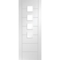 Internal White Primed Glazed 4-Light Door with Opaque Glass - 1981 x 762 x 35mm - Palermo - XL Joinery