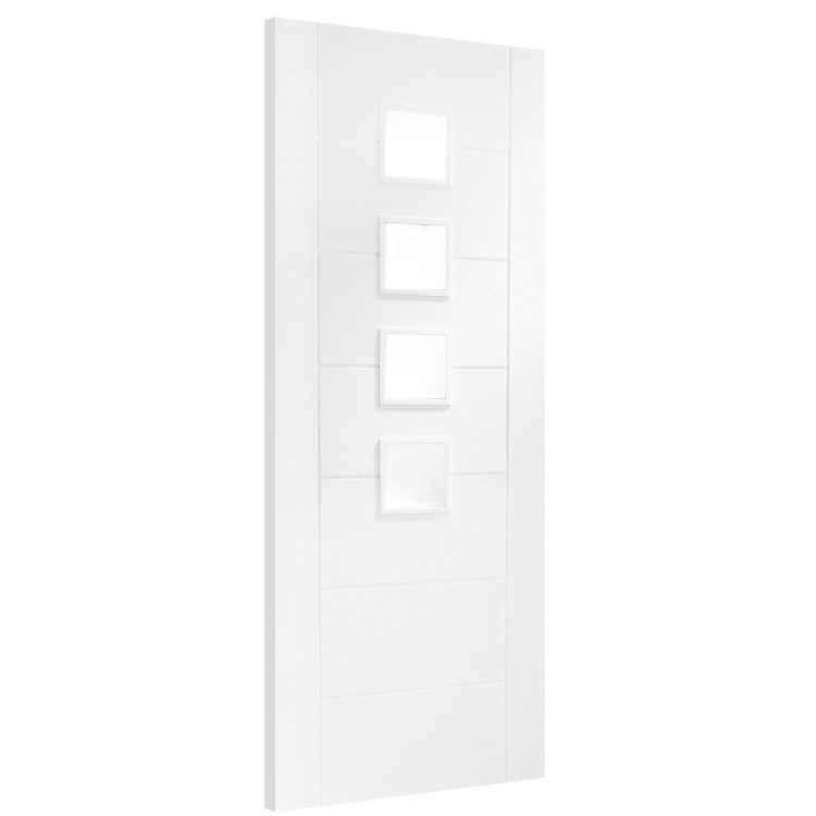 Internal White Primed Glazed 4-Light Door with Opaque Glass - 1981 x 762 x 35mm - Palermo - XL Joinery