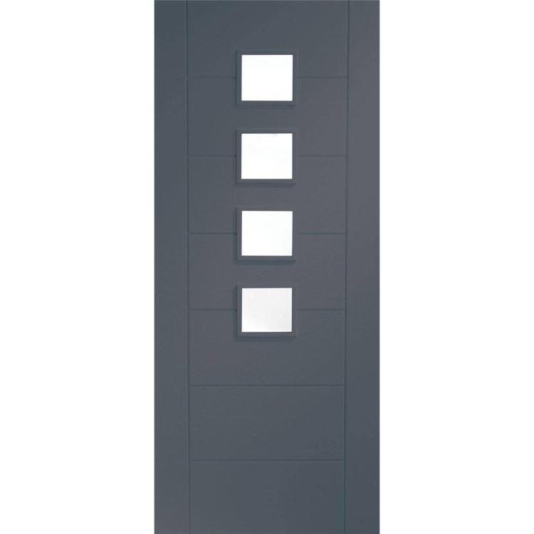 Internal White Primed Glazed 4-Light Door with Opaque Glass - 1981 x 762 x 35mm - Palermo - XL Joinery