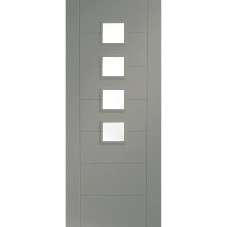 Internal White Primed Glazed 4-Light Door with Opaque Glass - 1981 x 762 x 35mm - Palermo - XL Joinery
