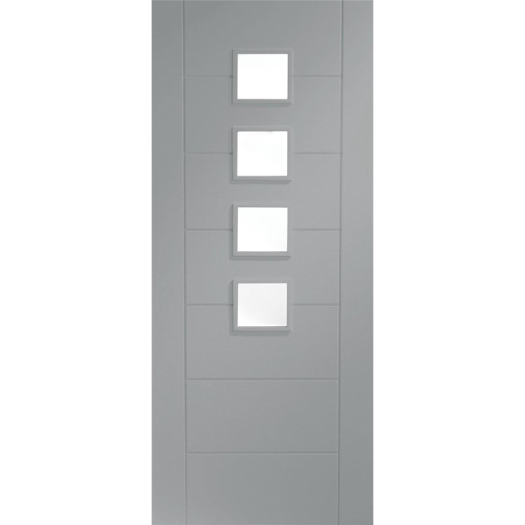 Internal White Primed Glazed 4-Light Door with Opaque Glass - 1981 x 762 x 35mm - Palermo - XL Joinery