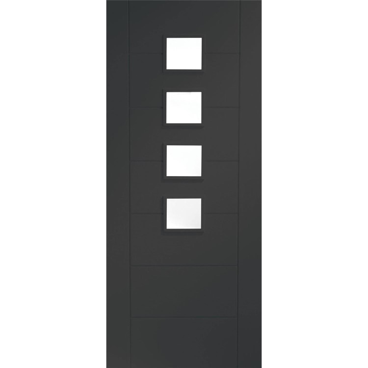 Palermo Internal White Primed Door with Obscure Glass - White Primed, 2040 x 826 x 40 mm