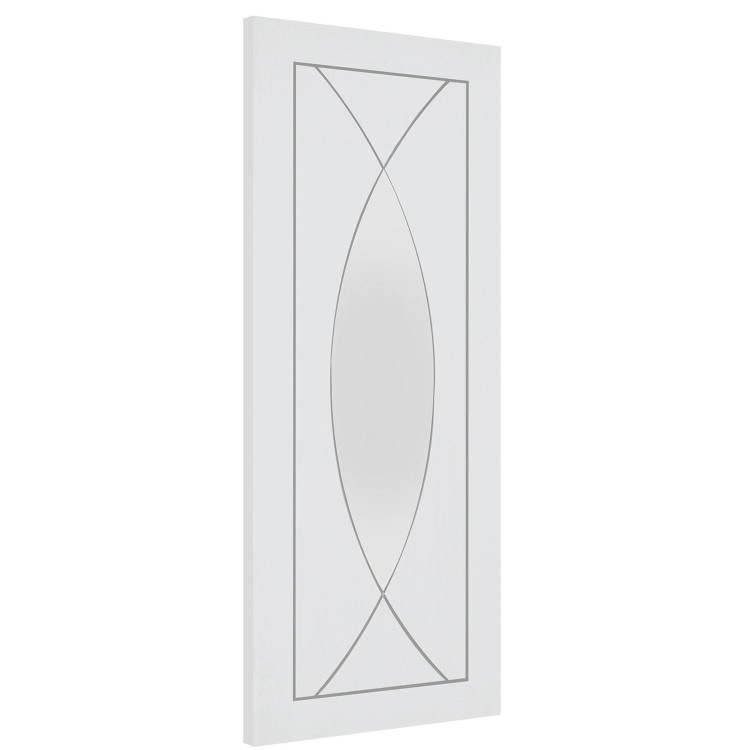 Internal White Primed Pesaro with Clear Glass - White Primed, 1981 x 686 x 35 mm