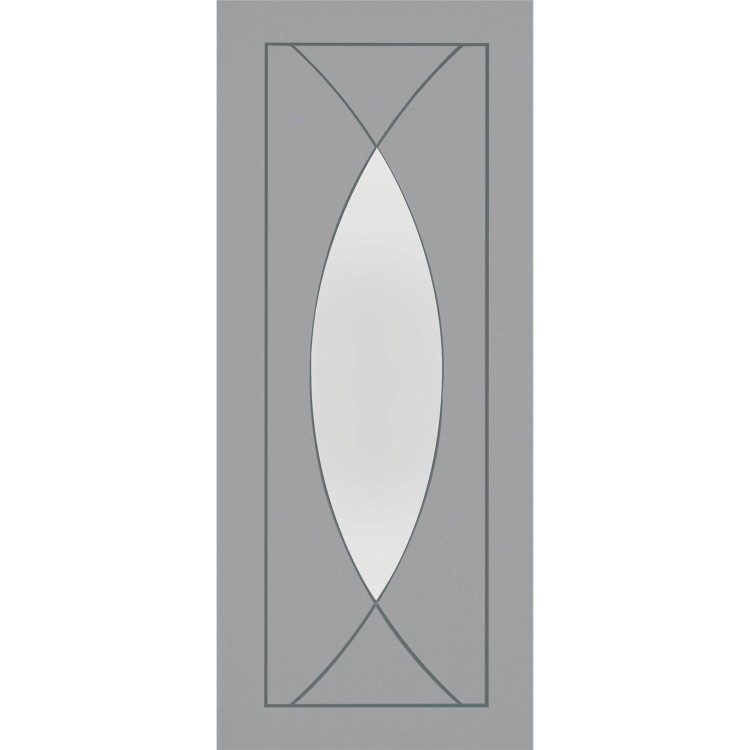 Internal White Primed Pesaro with Clear Glass - White Primed, 1981 x 686 x 35 mm