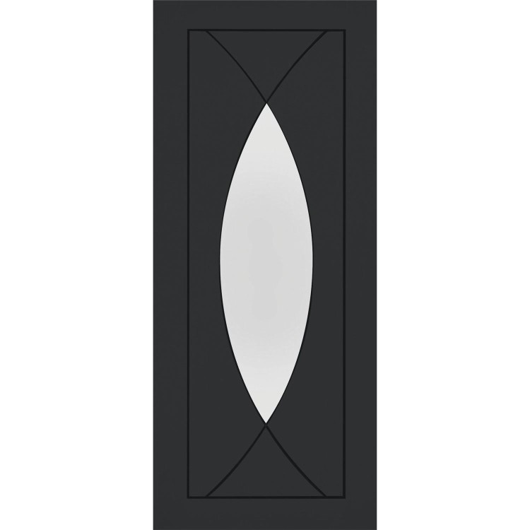 Internal White Primed Pesaro with Clear Glass - White Primed, 2040 x 726 x 40 mm