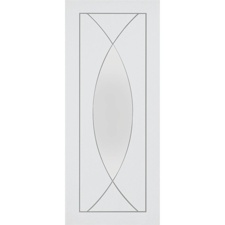 Internal White Primed Pesaro with Clear Glass - White Primed, 2040 x 726 x 40 mm