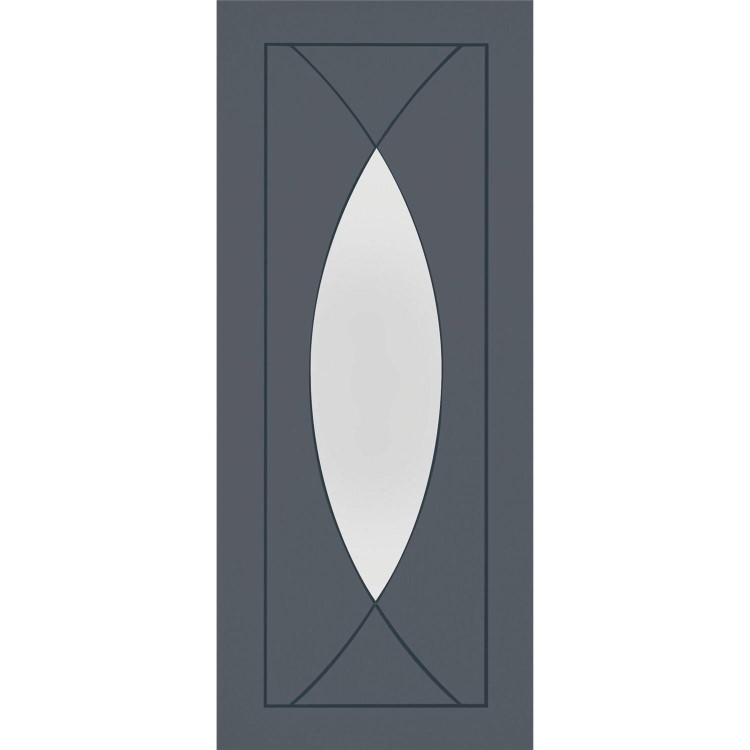 Internal White Primed Pesaro with Clear Glass - White Primed, 2040 x 726 x 40 mm