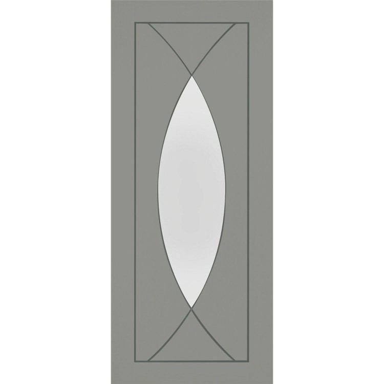 Internal White Primed Pesaro with Clear Glass - White Primed, 2040 x 726 x 40 mm