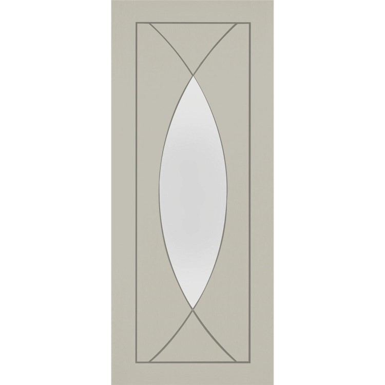 Internal White Primed Pesaro with Clear Glass - White Primed, 2040 x 726 x 40 mm
