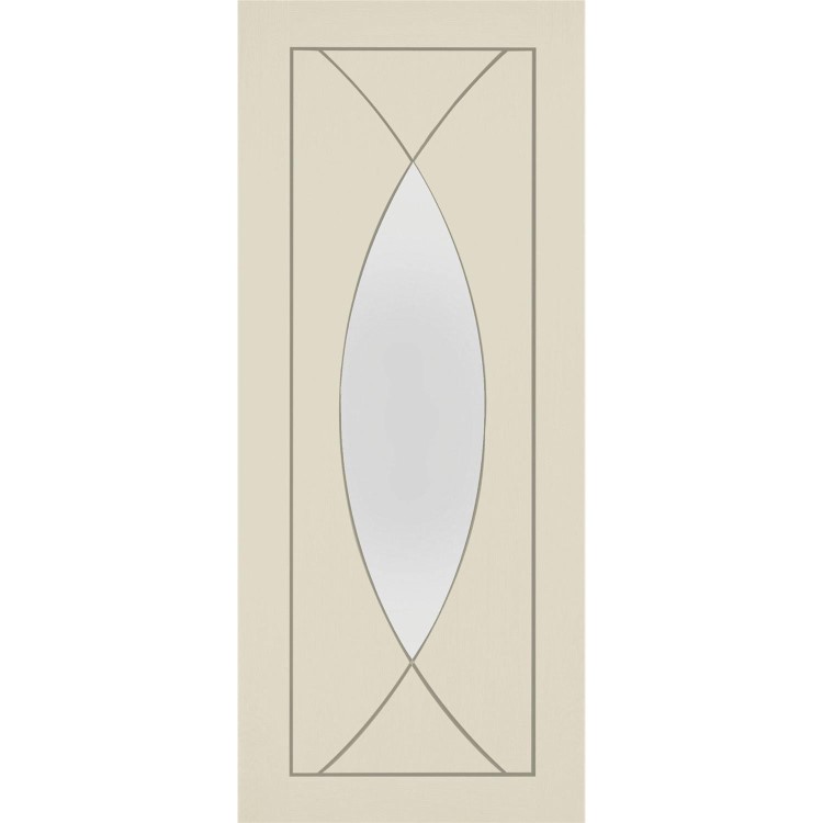 Internal White Primed Pesaro with Clear Glass - White Primed, 2040 x 726 x 40 mm