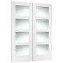 Internal White Primed Shaker Door Pair with Clear Glass - White Primed, 1981 x 915 x 40 mm