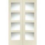 Internal White Primed Glazed 4-Panel Shaker French Doors with Clear Glass - 1981 x 1220 x 40mm - 4 Light - XL Joinery