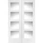 Internal White Primed Glazed 4-Panel Shaker French Doors with Clear Glass - 1981 x 1220 x 40mm - 4 Light - XL Joinery