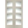 Internal White Primed Glazed 4-Panel Shaker French Doors with Clear Glass - 1981 x 1220 x 40mm - 4 Light - XL Joinery