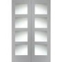 Internal White Primed Glazed 4-Panel Shaker French Doors with Clear Glass - 1981 x 1220 x 40mm - 4 Light - XL Joinery