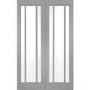 Internal White Primed Worcester Door Pair with Clear Glass - White Primed, 1981 x 1168 x 40 mm