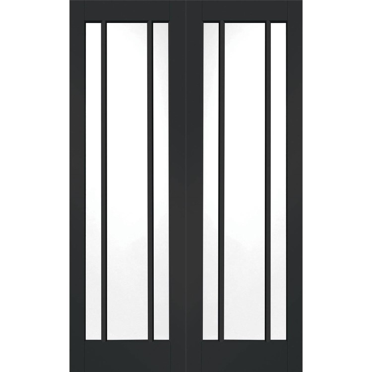 Internal White Primed Worcester Door Pair with Clear Glass - White Primed, 1981 x 1372 x 40 mm