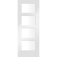 Shaker 4 Light Internal White Primed Door with Clear Glass - White Primed, 2040 x 726 x 40 mm