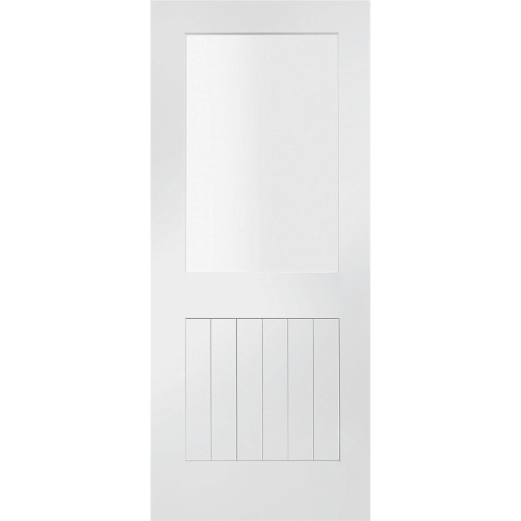 Internal White Primed Half-Glazed Cottage FD30 Fire Door with Clear Glass - 1981 x 686 x 44mm - Suffolk - XL Joinery
