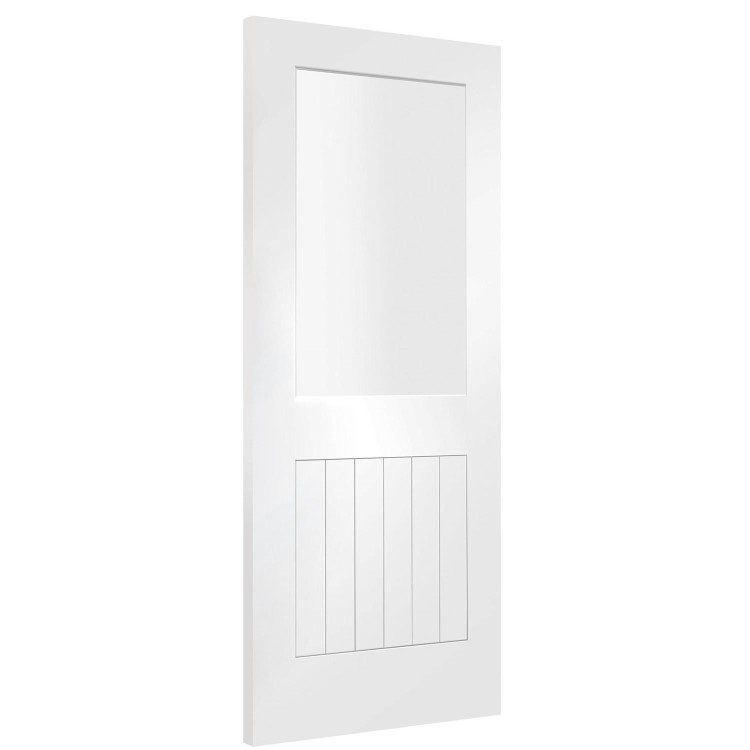 Internal White Primed Suffolk 1L with Clear Glass Fire Door - White Primed, 1981 x 686 x 44 mm
