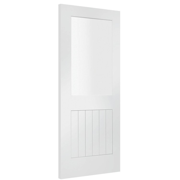 Internal White Primed Half-Glazed Cottage Door with Clear Glass - 1981 x 686 x 35mm - Suffolk - XL Joinery