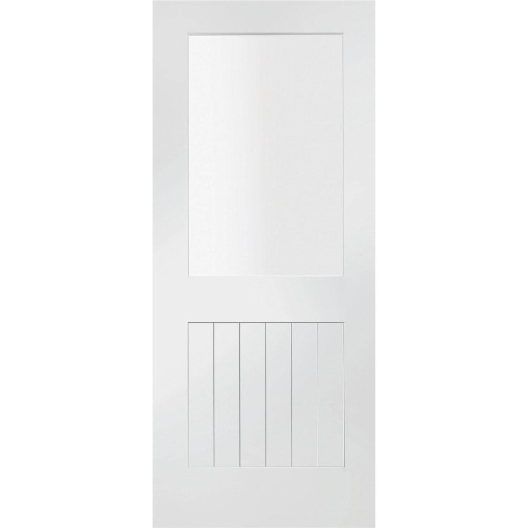 Internal White Primed Suffolk 1L with Clear Glass Fire Door - White Primed, 1981 x 762 x 44 mm