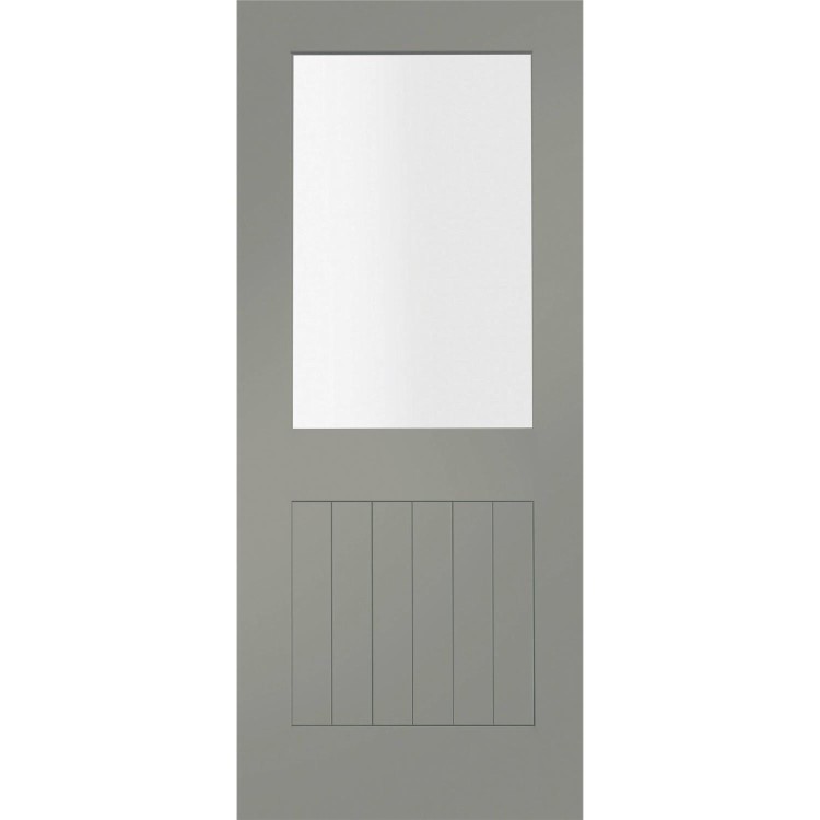 Internal White Primed Suffolk 1L with Clear Glass Fire Door - White Primed, 1981 x 762 x 44 mm