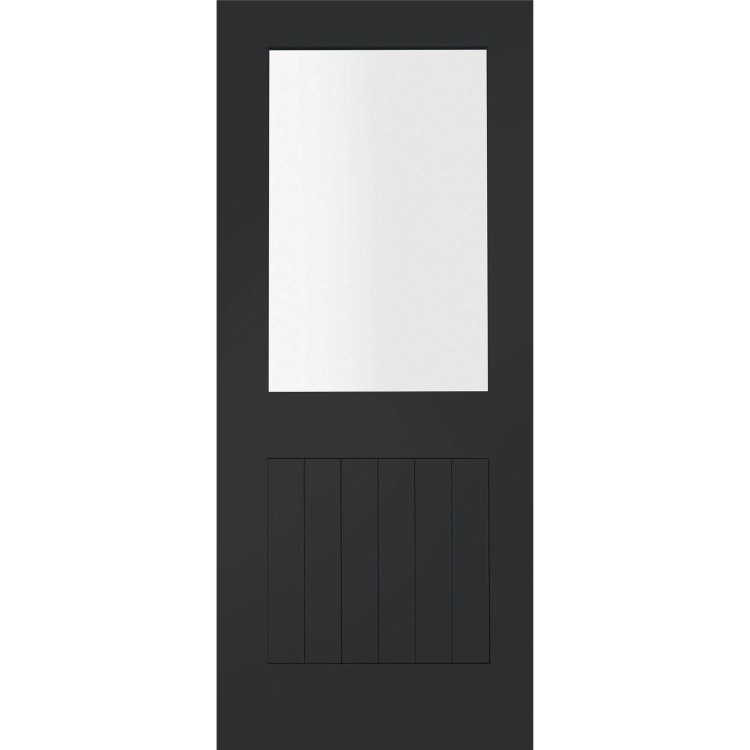 Internal White Primed Suffolk 1L with Clear Glass Fire Door - White Primed, 1981 x 762 x 44 mm