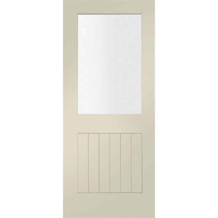 Internal White Primed Suffolk 1L with Clear Glass Fire Door - White Primed, 1981 x 838 x 44 mm