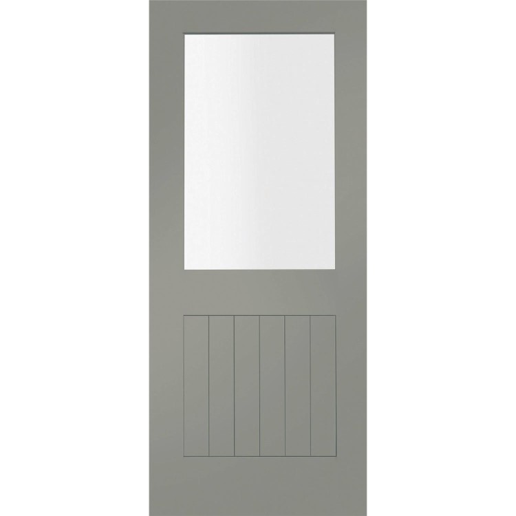 Internal White Primed Half-Glazed Cottage Door with Clear Glass - 1981 x 838 x 35mm - Suffolk - XL Joinery