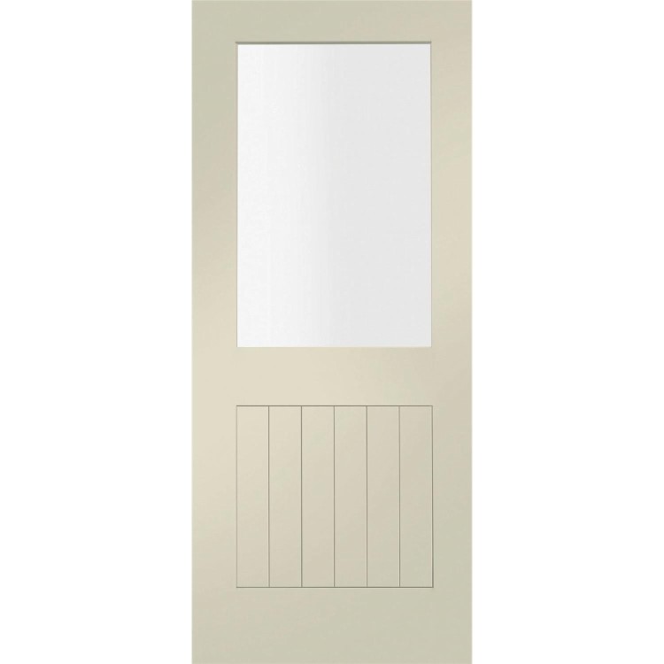 Internal White Primed Half-Glazed Cottage Door with Clear Glass - 1981 x 838 x 35mm - Suffolk - XL Joinery