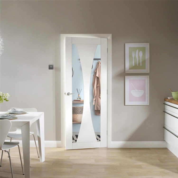 Internal White Primed Verona with Clear Glass - White Primed, 2040 x 926 x 40 mm